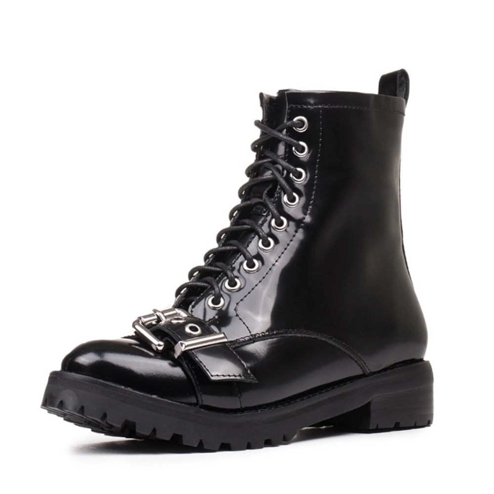 Never Worn! Jeffrey Campbell black patent combat boots size 8